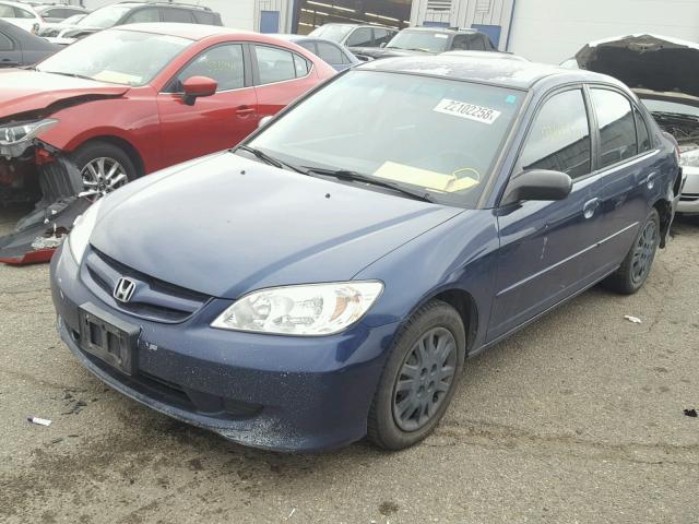 2HGES15534H582964 - 2004 HONDA CIVIC LX BLUE photo 2