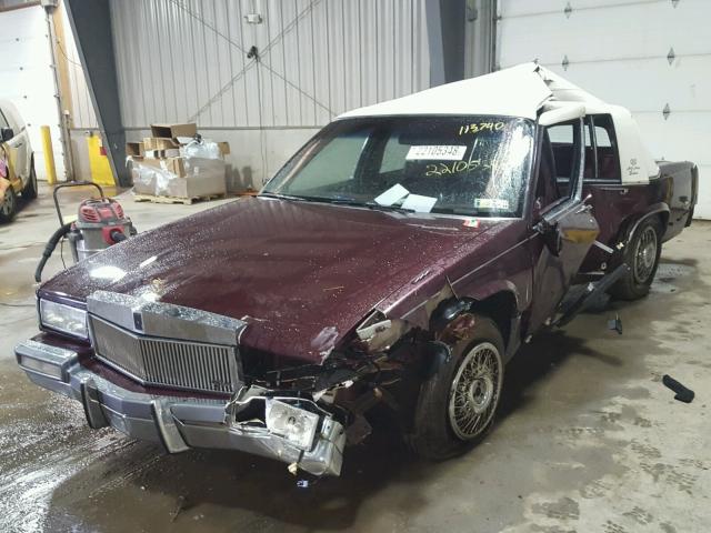 1G6CD5331L4232644 - 1990 CADILLAC DEVILLE BURGUNDY photo 2