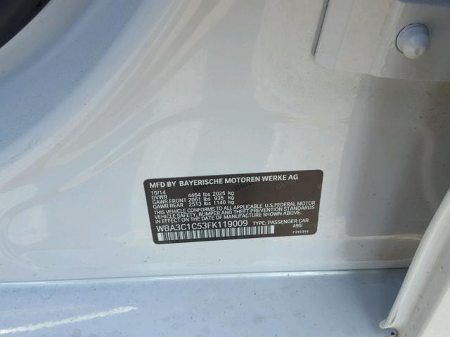 WBA3C1C53FK119009 - 2015 BMW 328 I SULE WHITE photo 10