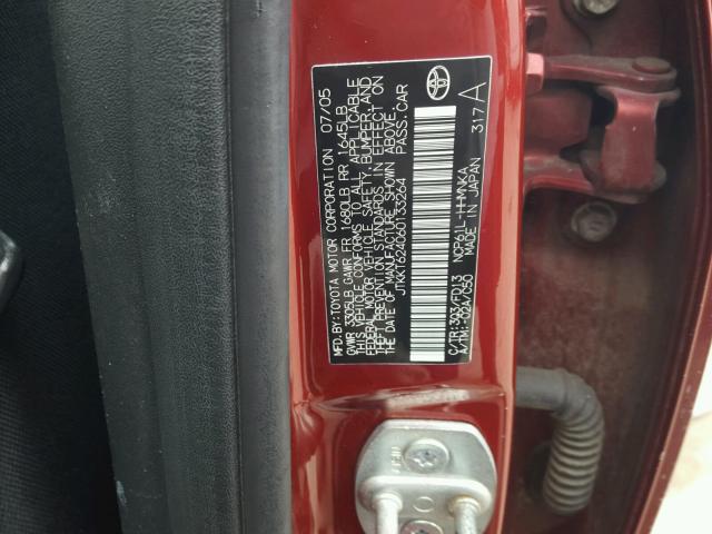 JTKKT624060133264 - 2006 TOYOTA SCION XA RED photo 10