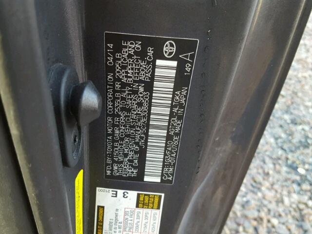 JTKJF5C73E3088503 - 2014 TOYOTA SCION TC 灰色 照片 10