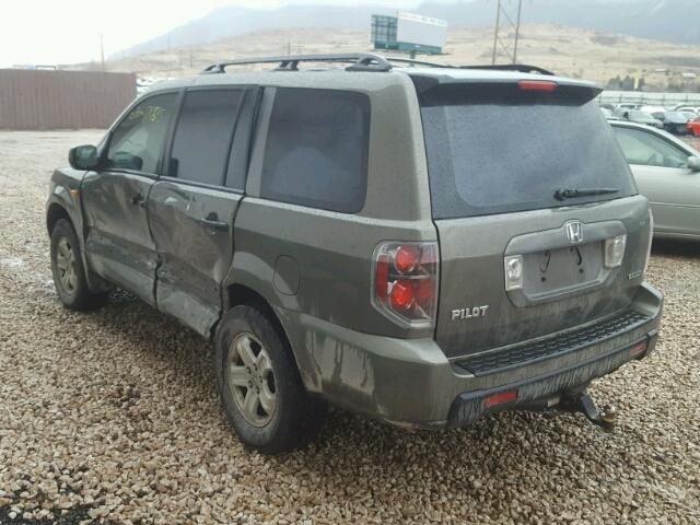 2HKYF18157H510703 - 2007 HONDA PILOT LX GREEN photo 3