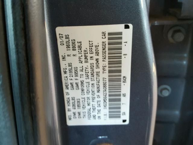 1HGCM56427A088077 - 2007 HONDA ACCORD LX BLUE photo 10