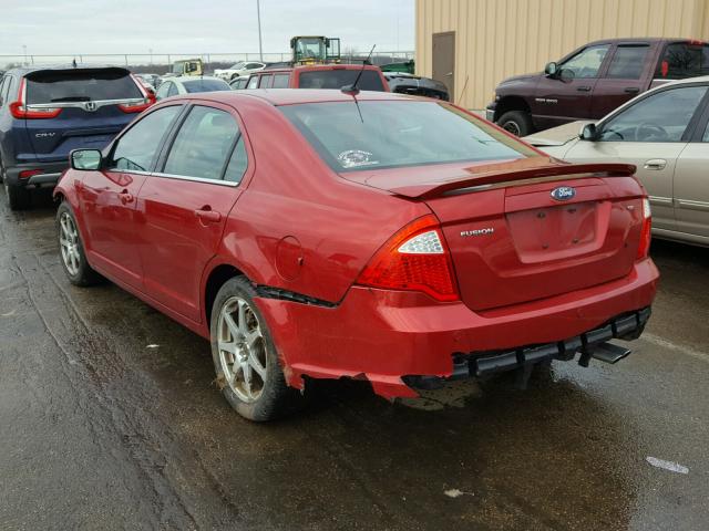 3FAHP0HA2BR138417 - 2011 FORD FUSION SE RED photo 3