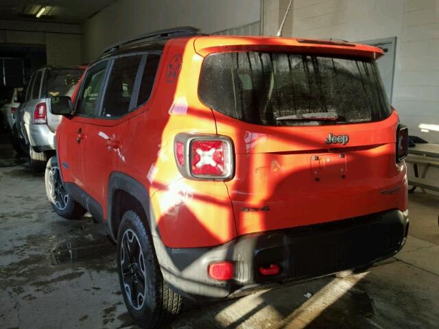 ZACCJBCT1GPD49569 - 2016 JEEP RENEGADE T ORANGE photo 3