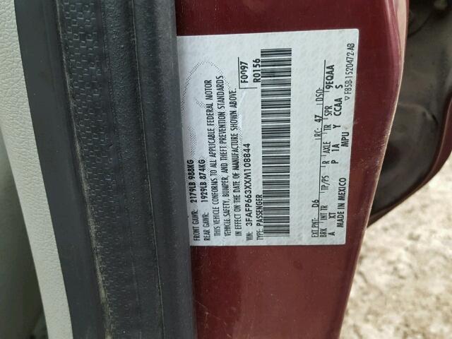 3FAFP663XXM108844 - 1999 FORD CONTOUR SE RED photo 10