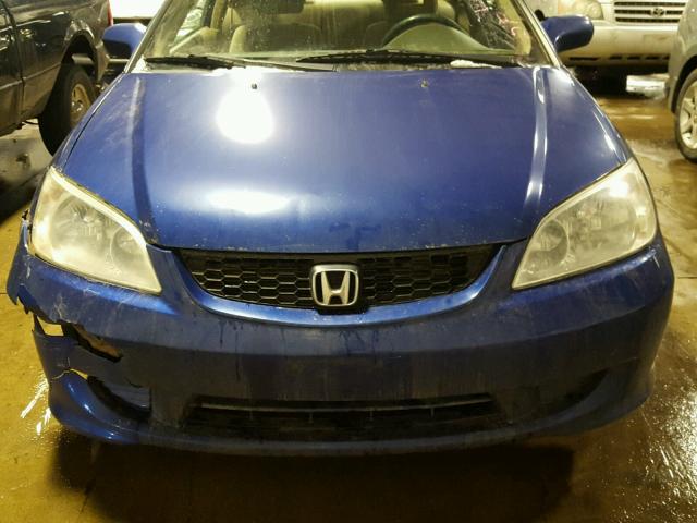 1HGEM22925L026169 - 2005 HONDA CIVIC EX BLUE photo 9