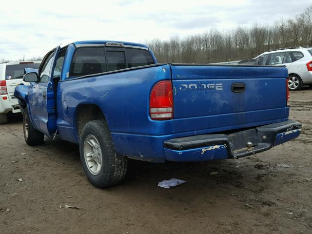 1B7FL26X2YS730932 - 2000 DODGE DAKOTA BLUE photo 3