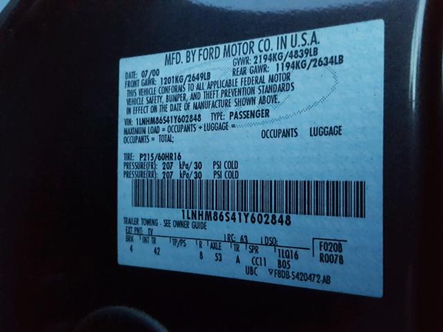 1LNHM86S41Y602848 - 2001 LINCOLN LS Grafit foto 10