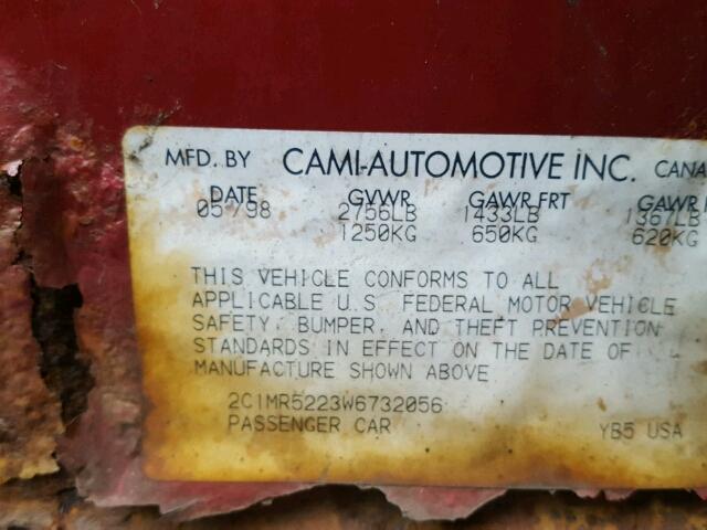 2C1MR5223W6732056 - 1998 CHEVROLET METRO LSI RED photo 10