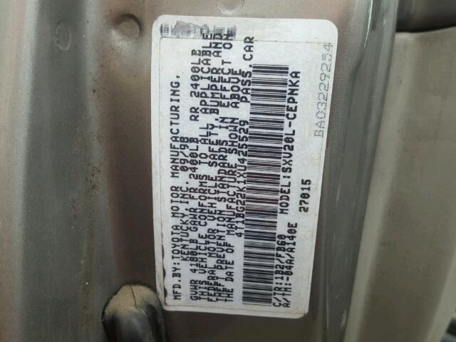 4T1BG22K1XU425529 - 1999 TOYOTA CAMRY CE SILVER photo 10