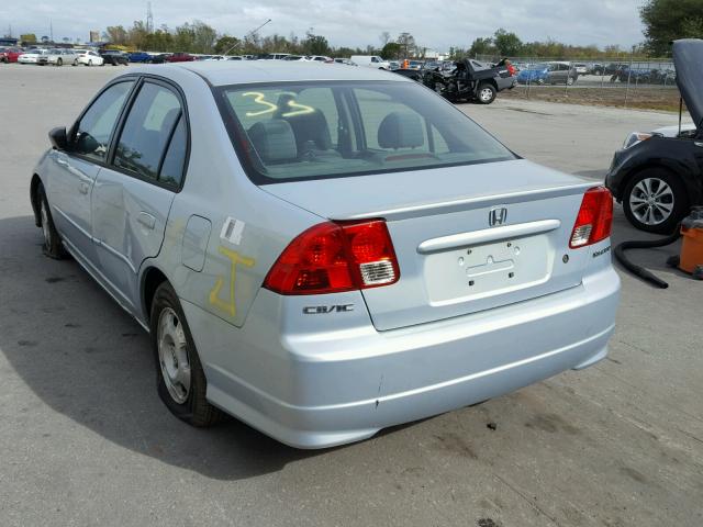 JHMES96614S000419 - 2004 HONDA CIVIC HYBR BLUE photo 3