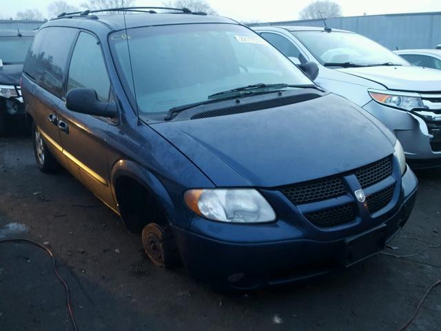 1B4GP45392B651958 - 2002 DODGE CARAVAN SP BLUE photo 1