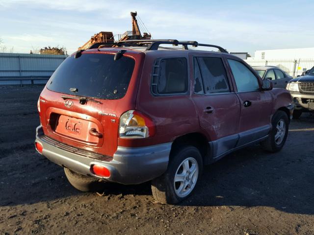 KM8SC13D44U724563 - 2004 HYUNDAI SANTA FE G BURGUNDY photo 4