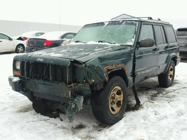 1J4FF48S61L571797 - 2001 JEEP CHEROKEE S GREEN photo 2