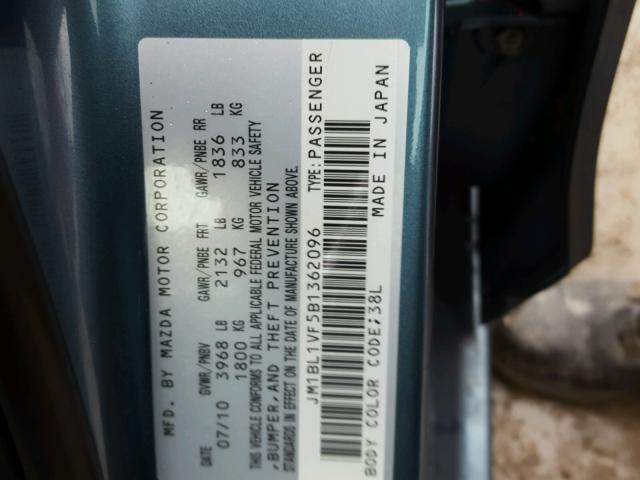 JM1BL1VF5B1362096 - 2011 MAZDA 3 I Mavi fotoğraf 10