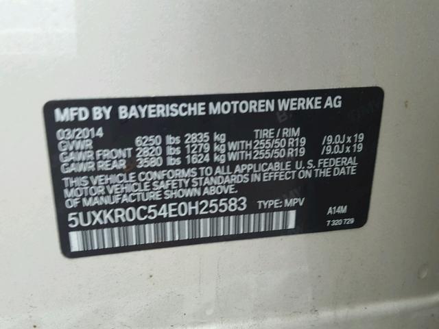5UXKR0C54E0H25583 - 2014 BMW X5 XDRIVE3 CREAM photo 10