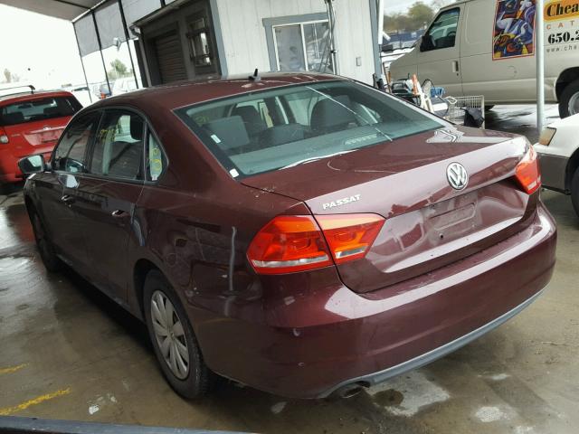 1VWAP7A31DC046715 - 2013 VOLKSWAGEN PASSAT S BURGUNDY photo 3