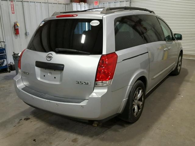 5N1BV28U55N115308 - 2005 NISSAN QUEST S SILVER photo 4