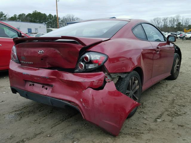 KMHHM66D17U260202 - 2007 HYUNDAI TIBURON GS RED photo 4