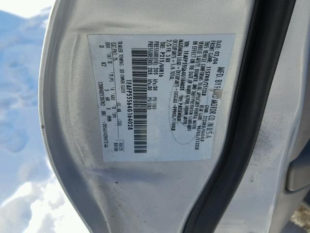 1FAFP55S64G164028 - 2004 FORD TAURUS SES SILVER photo 10