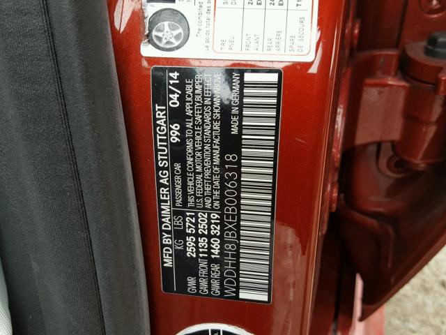 WDDHH8JBXEB006318 - 2014 MERCEDES-BENZ E 350 4MAT RED photo 10