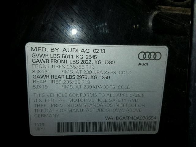 WA1DGAFP4DA070554 - 2013 AUDI Q5 PREMIUM BLACK photo 10