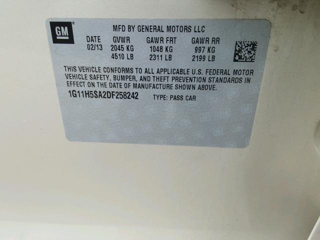 1G11H5SA2DF258242 - 2013 CHEVROLET MALIBU LTZ თაფლისფერი ფოტო 10