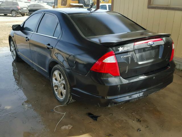 3FAHP0HA6CR316699 - 2012 FORD FUSION SE BLACK photo 3