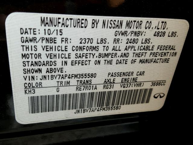 JN1BV7AP4FM355580 - 2015 INFINITI Q50 BASE Negro foto 10