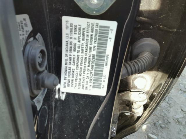 19XFC2F74HE202988 - 2017 HONDA CIVIC EX BLACK photo 10