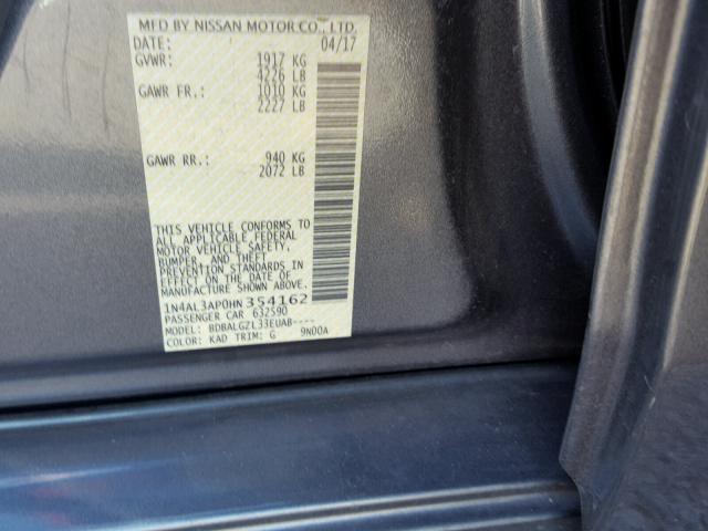 1N4AL3AP0HN354162 - 2017 NISSAN ALTIMA 2.5 GRAY photo 10