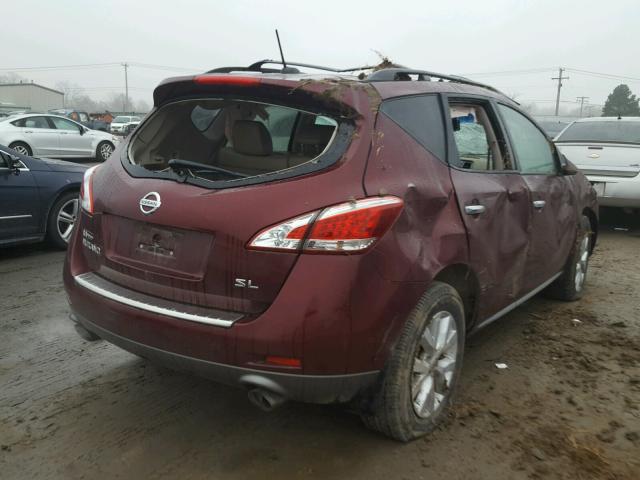 JN8AZ1MU8BW060576 - 2011 NISSAN MURANO S MAROON photo 4