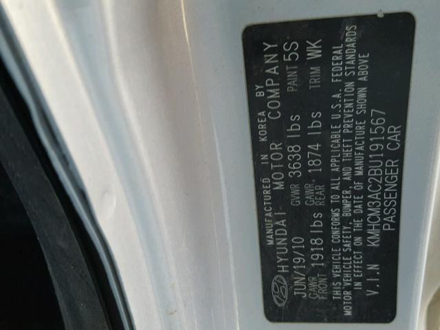 KMHCM3AC2BU191567 - 2011 HYUNDAI ACCENT GL SILVER photo 10