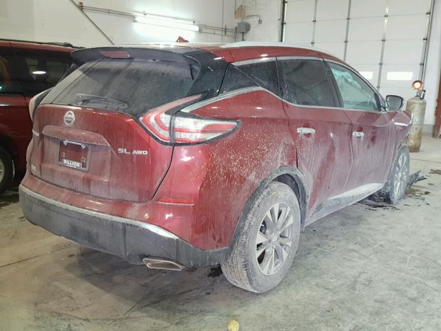 5N1AZ2MH9GN103884 - 2016 NISSAN MURANO S MAROON photo 4