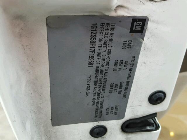 1G1ZS58F17F199681 - 2007 CHEVROLET MALIBU LS WHITE photo 10