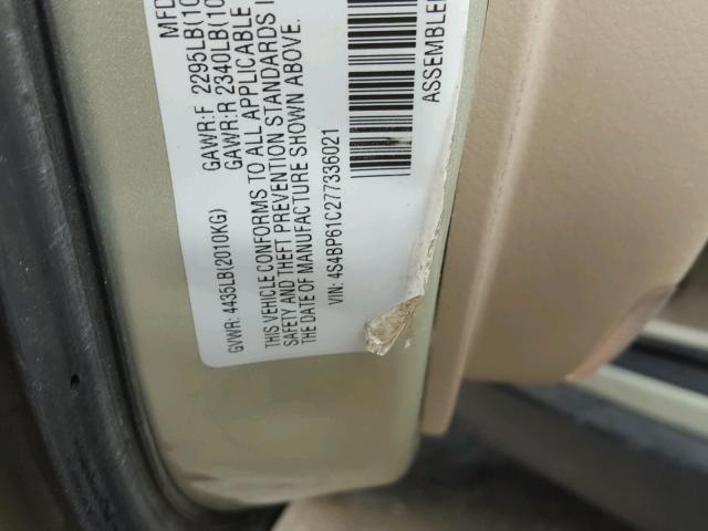 4S4BP61C277336021 - 2007 SUBARU LEGACY OUT CREAM photo 10