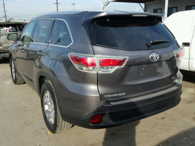 5TDKKRFH0FS103672 - 2015 TOYOTA HIGHLANDER GRAY photo 3