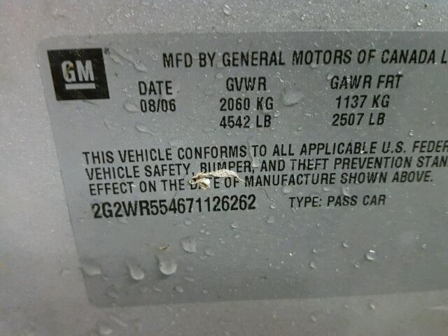 2G2WR554671126262 - 2007 PONTIAC GRAND PRIX Gümüş foto 10