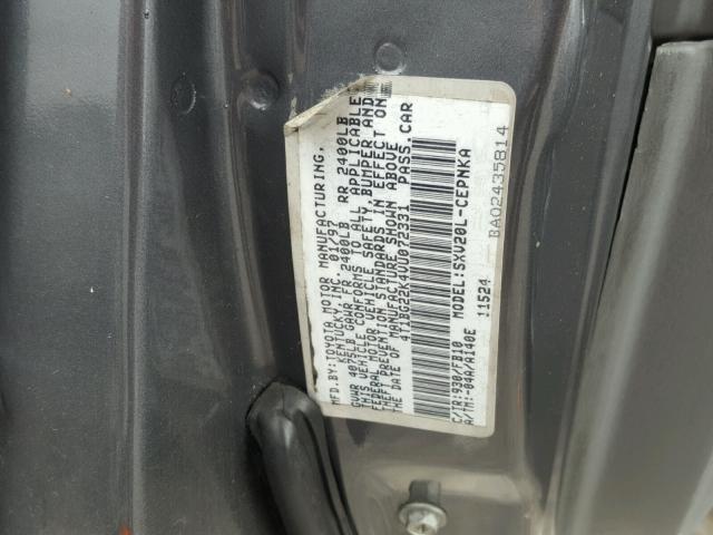 4T1BG22K4VU072331 - 1997 TOYOTA CAMRY CE GRAY photo 10