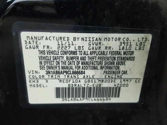 3N1AB6AP9CL666684 - 2012 NISSAN SENTRA 2.0 BLACK photo 10