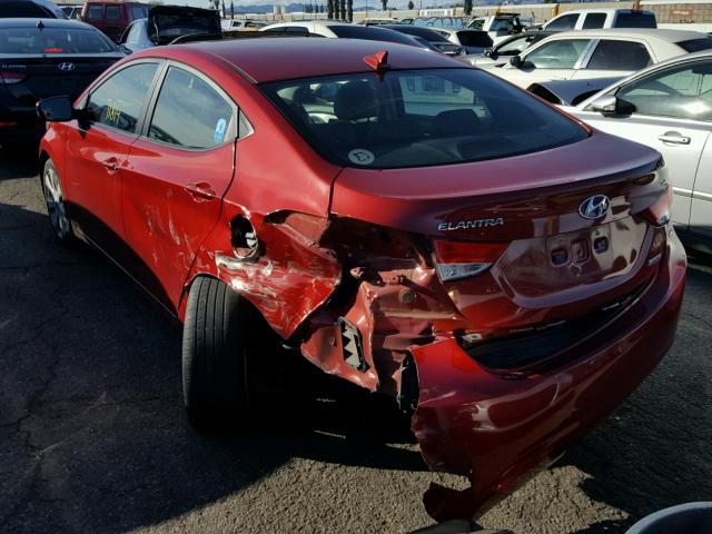 KMHDH4AEXDU515206 - 2013 HYUNDAI ELANTRA GL RED photo 3