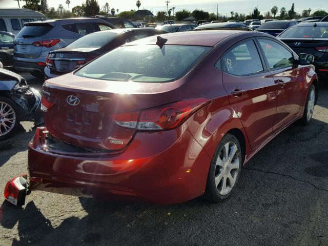 KMHDH4AEXDU515206 - 2013 HYUNDAI ELANTRA GL RED photo 4