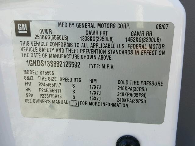 1GNDS13S882125592 - 2008 CHEVROLET TRAILBLAZE TAN photo 10