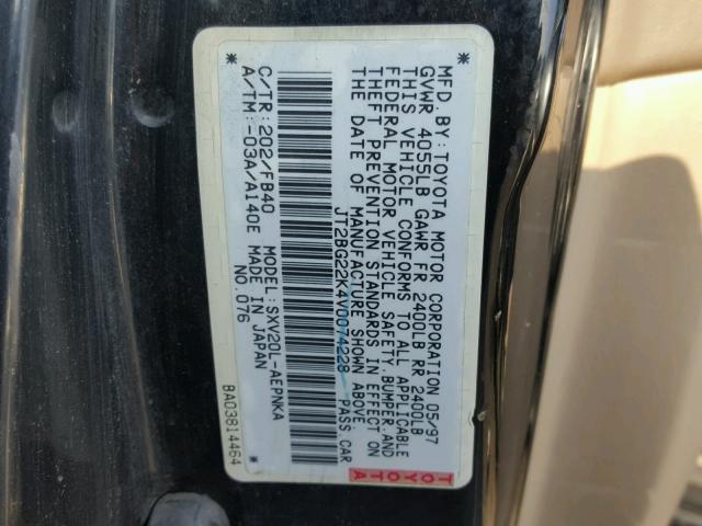 JT2BG22K4V0074228 - 1997 TOYOTA CAMRY LE BLACK photo 10