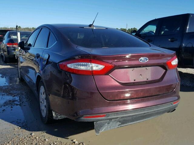 3FA6P0G75DR125225 - 2013 FORD FUSION S MAROON photo 3