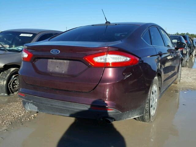 3FA6P0G75DR125225 - 2013 FORD FUSION S MAROON photo 4