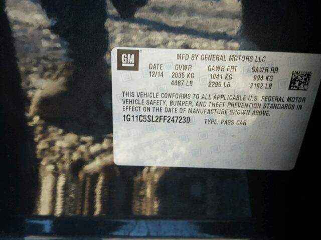 1G11C5SL2FF247230 - 2015 CHEVROLET MALIBU ნაცრისფერი ფოტო 10