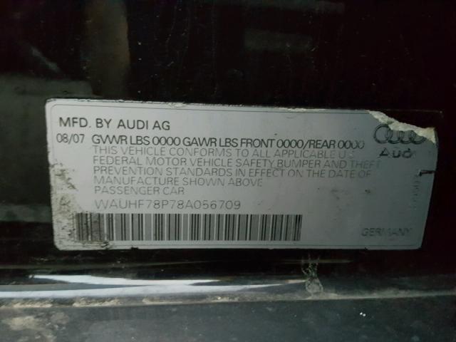 WAUHF78P78A056709 - 2008 AUDI A3 2.0 BLACK photo 10