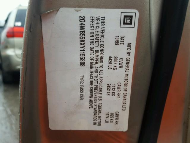 2G4WB55KXY1155808 - 2000 BUICK REGAL LS GOLD photo 10